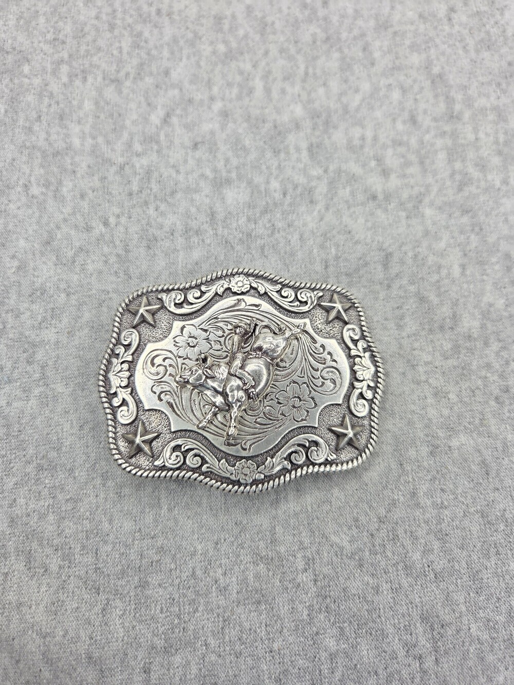Vintage Nocona Bull Rider Belt Buckle Antique Silver Tone Western Womens